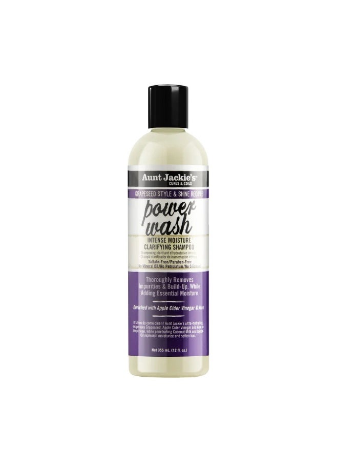 Aunt Jackie's Power Wash Intense Moisture Shampoo 355ml | Clarifying Wash for Build-Up | Apple Cider Vinegar Aloe Grapeseed Oil | No Mineral Oil No Petrolatum No Silicones | 12 fl oz - Image 1